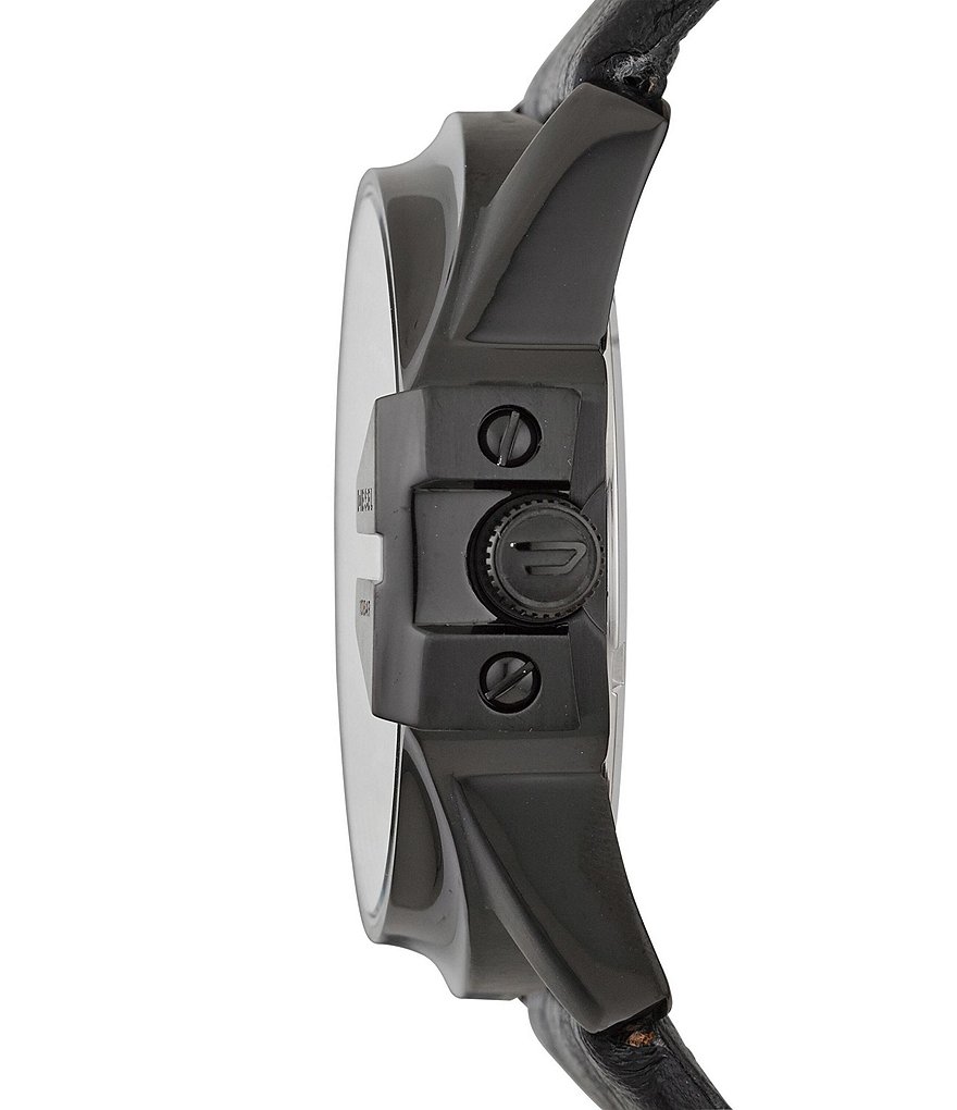 Diesel Men's Master Chief Three-Hand Date Black Leather Watch