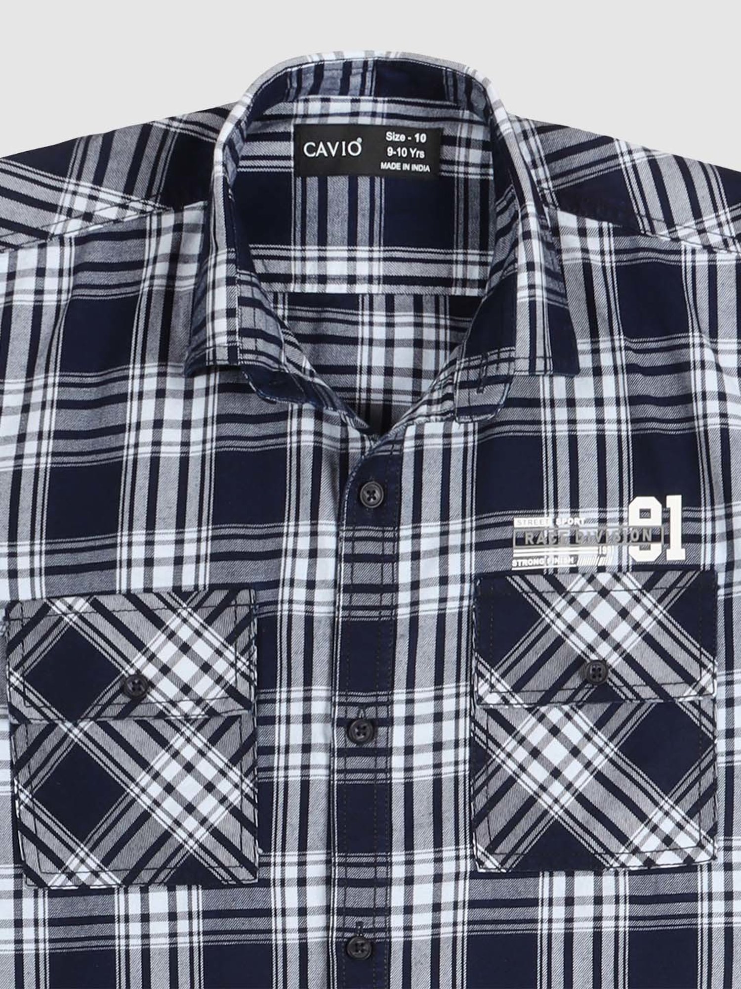 Cavio Kids Navy & White Cotton Chequered Shirt