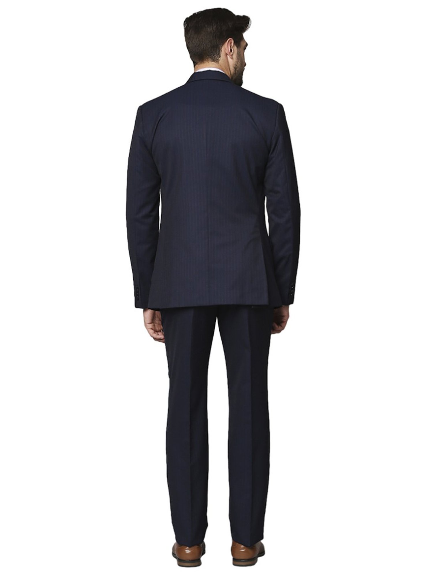 Raymond Blue  Regular Fit Striped Two Piece Suit