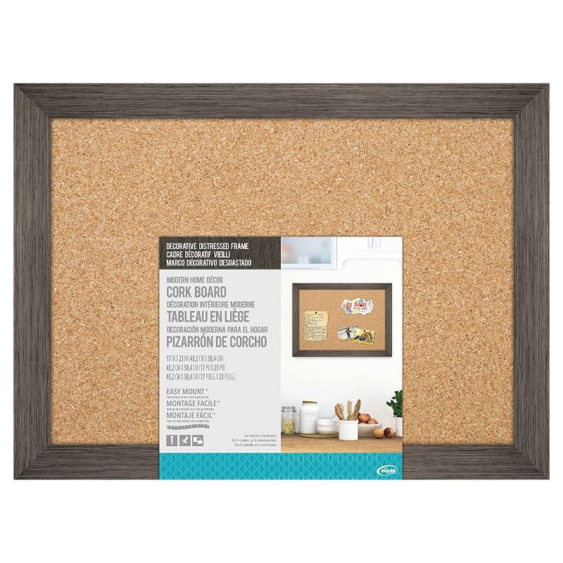 The Board Dudes FHD79 Multifunctional Walnut Frame 17 x 23 Inch Bulletin Notice Cork Board with Wall Mounting Hardware Included