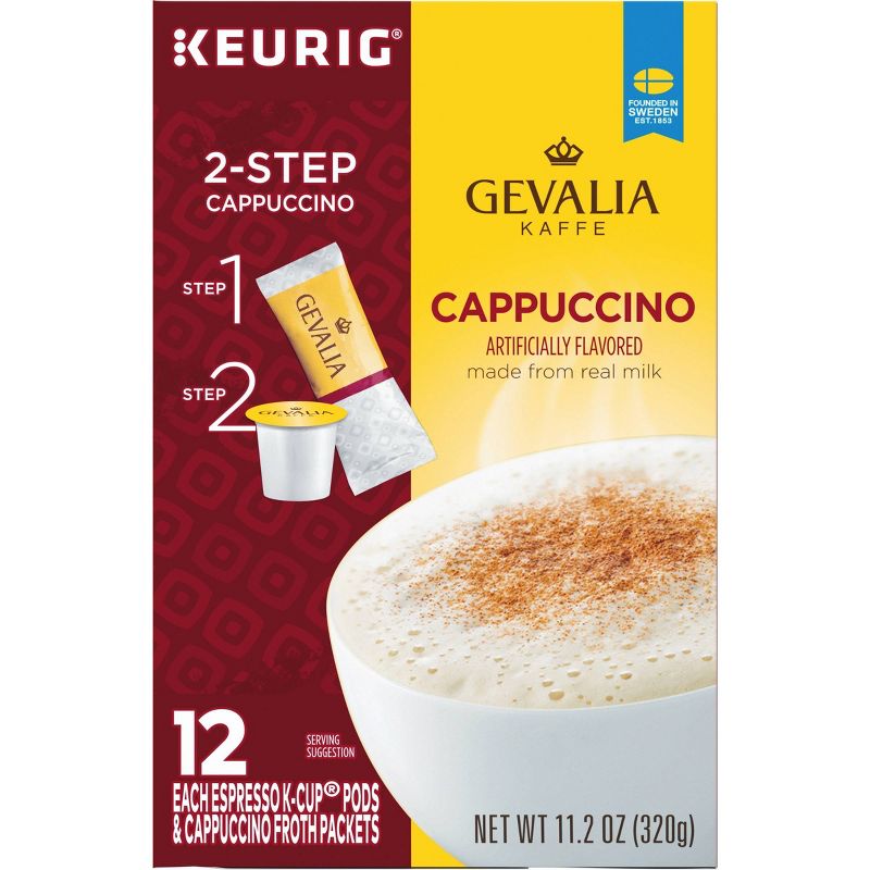 Gevalia Cappuccino Dark Roast Coffee Pods - 12ct