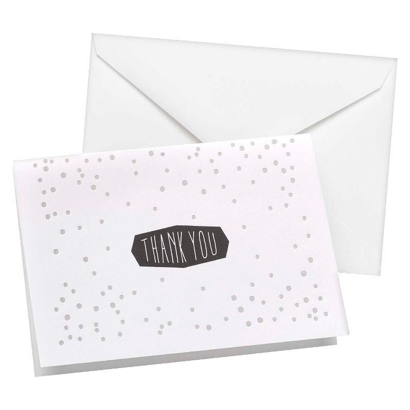 Polka Dot Wedding Collection Thank You Cards - Silver
