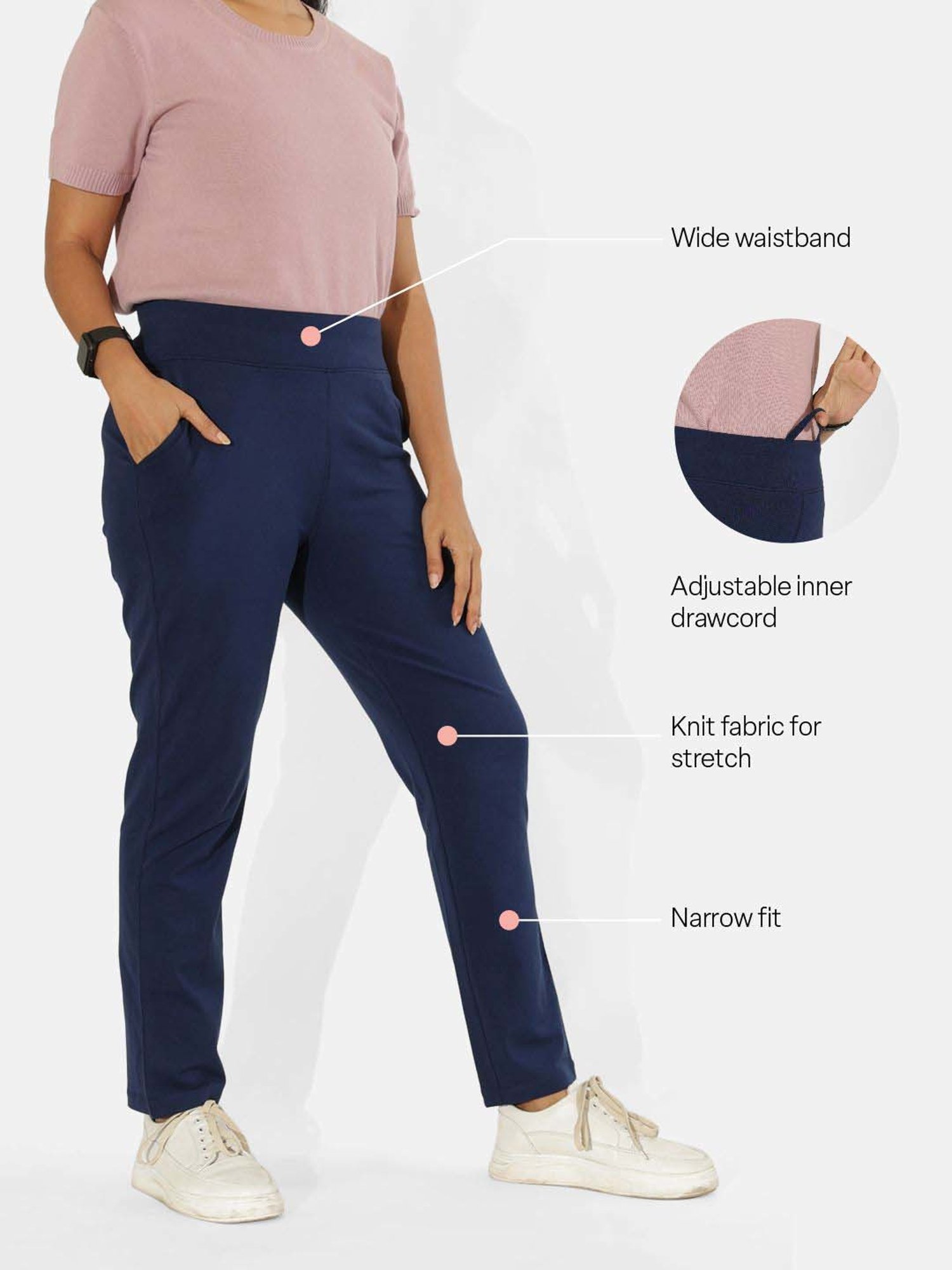 BlissClub Navy Cotton Pencil Pants