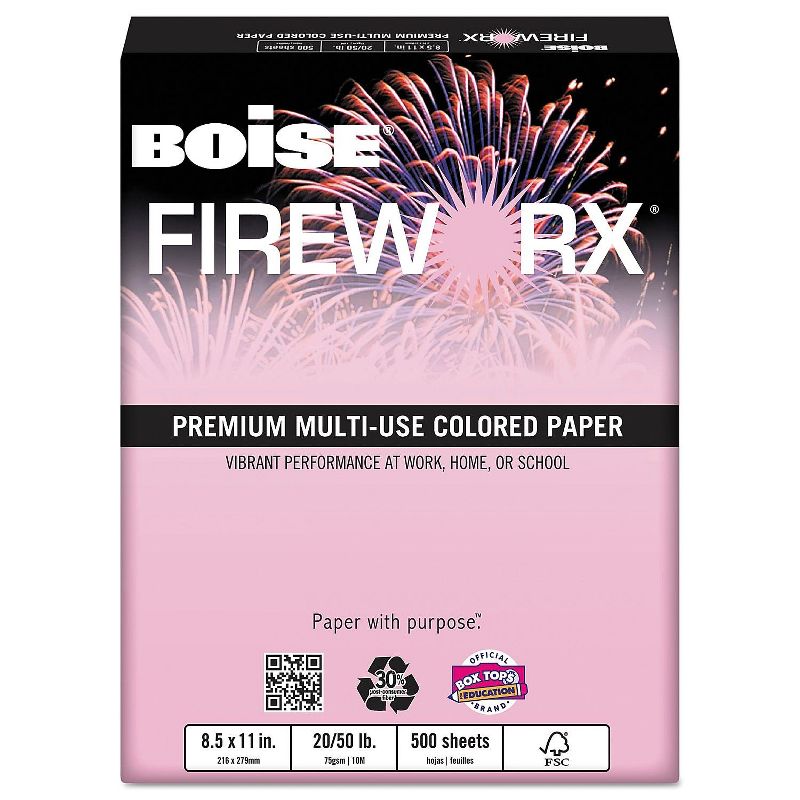 Boise FIREWORX Colored Paper 20lb 11 x 17 Powder Pink 500 Sheets/Ream MP2207PK