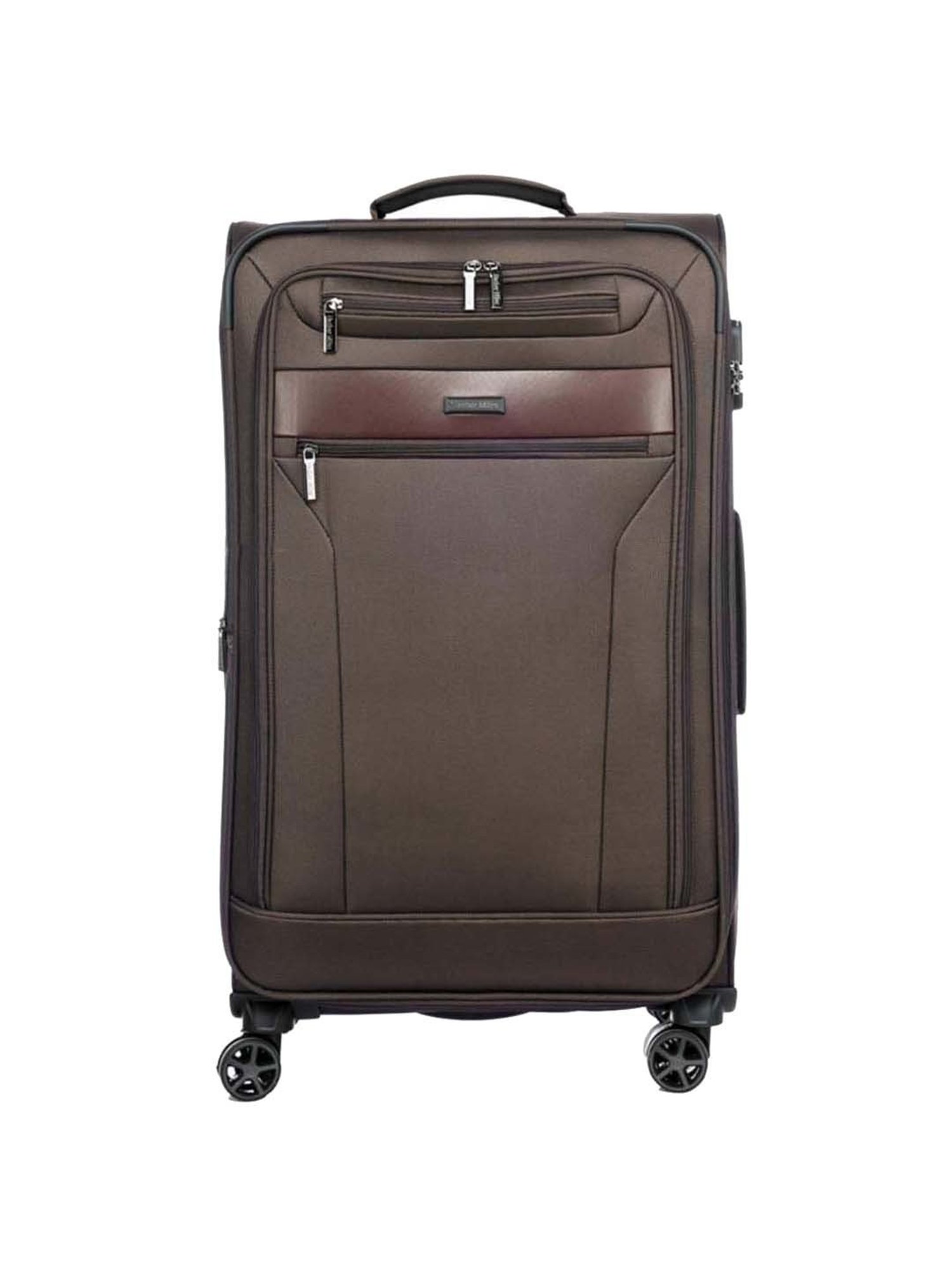 Nasher Miles Berlin Expander Soft-Sided Polyester Check-in  Brown 28 inch |75cm Trolley Bag