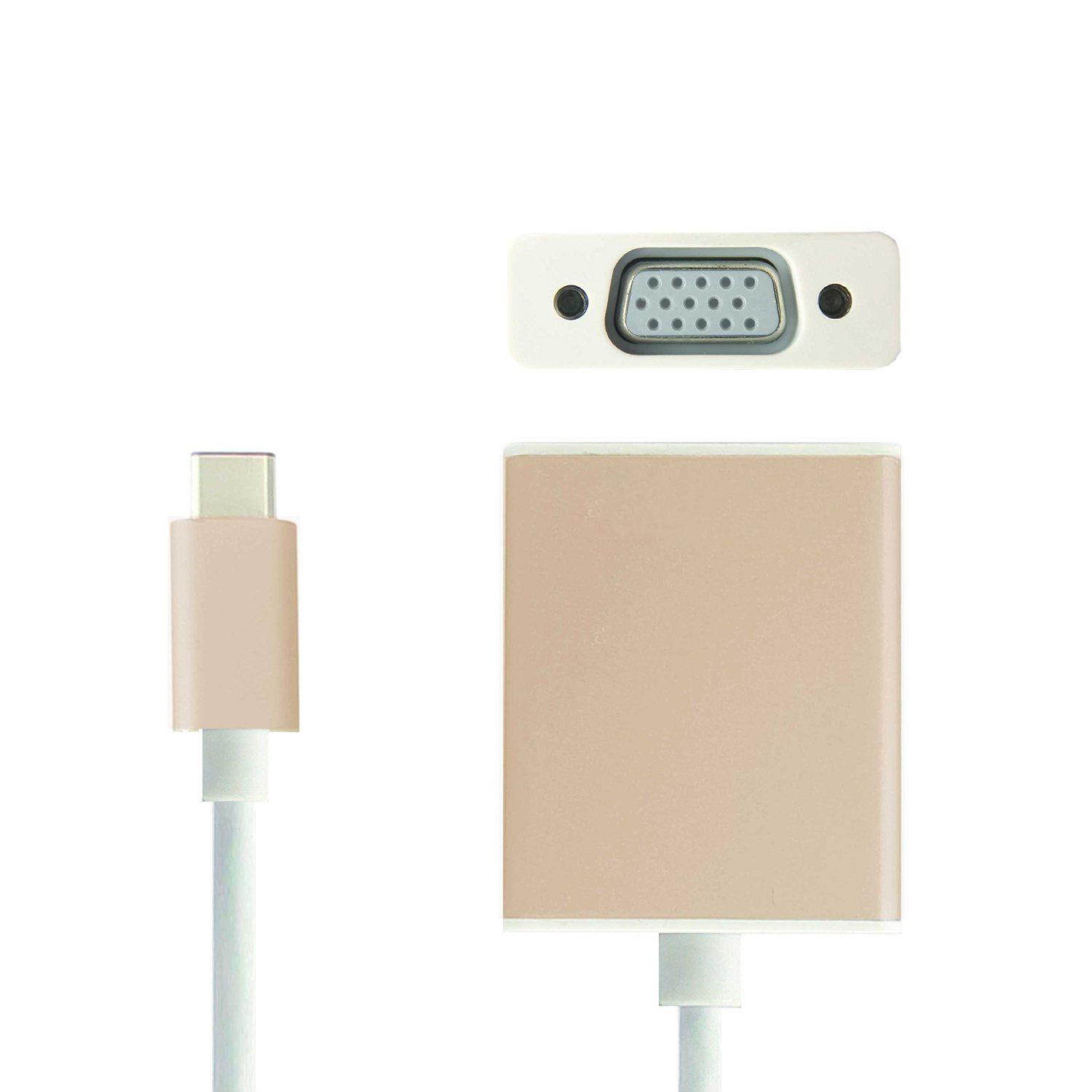 USB 3.1 USB-C Type C to VGA 1080p HDTV Adapter Cable with Gold Aluminium Case