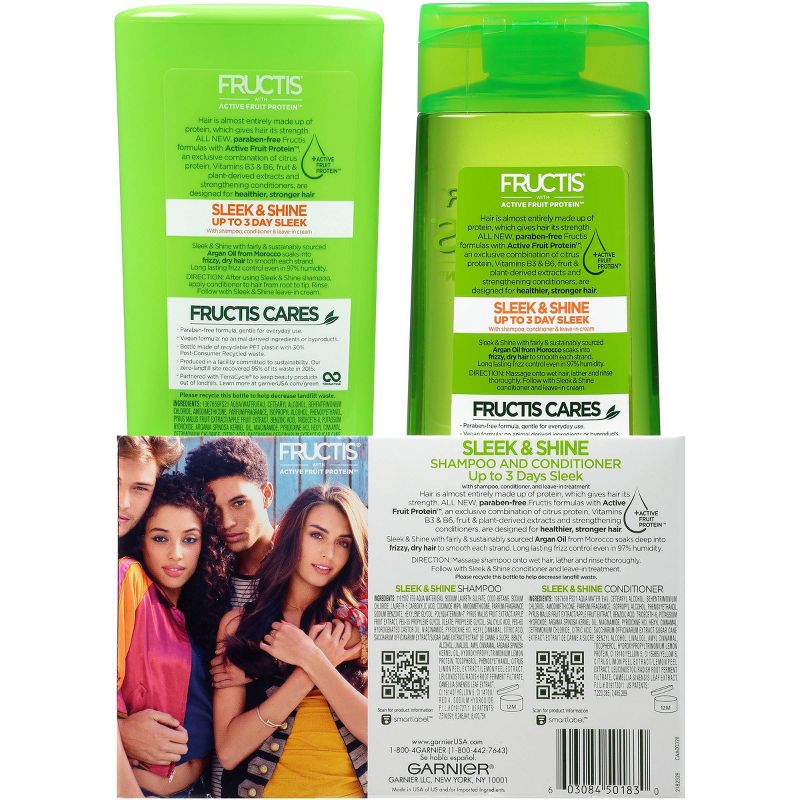 Garnier Fructis Active Fruit Protein Sleek & Shine Shampoo & Conditioner Twin Pack - 24.5 fl oz