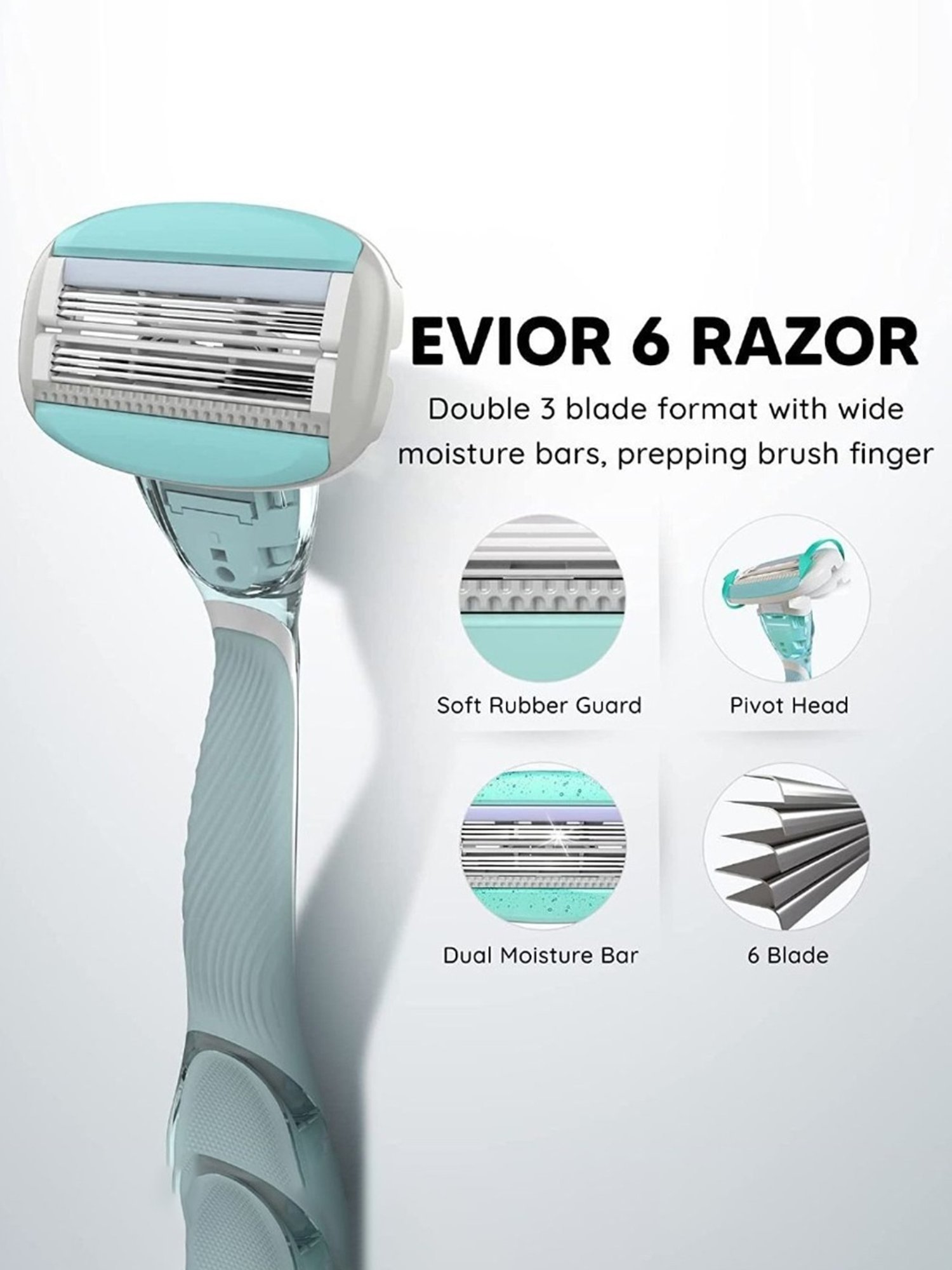 LetsShave Evior 6 Combo Gift Set for Women - Razor Handle + Pack of 2 Blades (Multicolor)