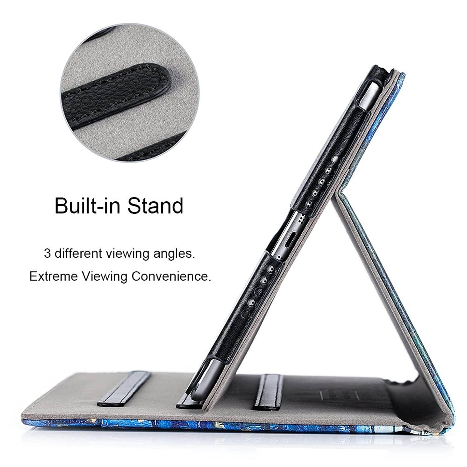 RUBAN Case for iPad 9.7 Inch 2018/2017 / iPad Air 2 / iPad Air - [Corner Protection] Multi-Angle Viewing Folio Stand Cover w/Pocket, Auto Wake/Sleep, Starry Night