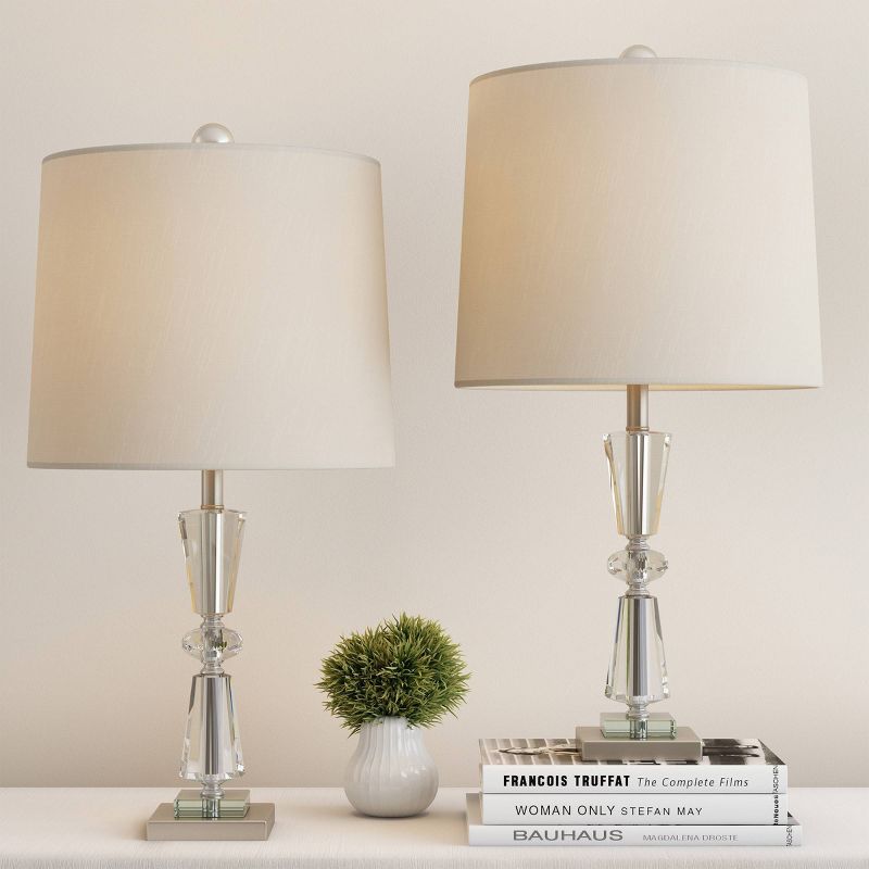Crystal Tiered Lamps with Shades-Set of 2