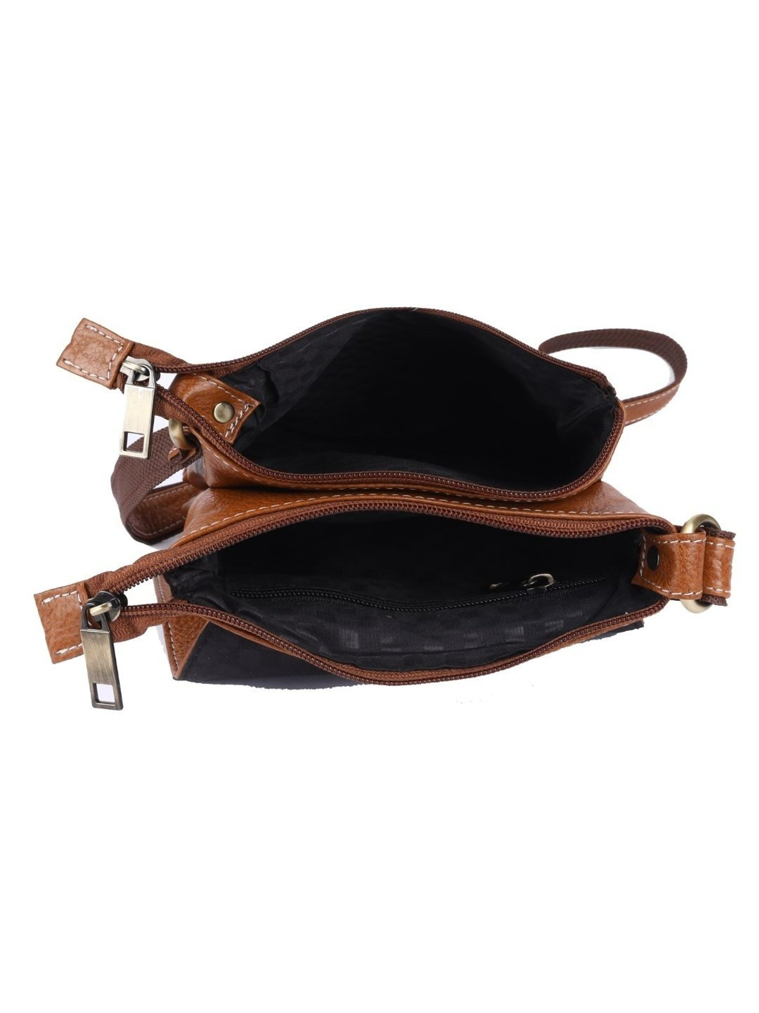 HiLEDER Brown Textured Small Leather 8 inch Cross Body Bag