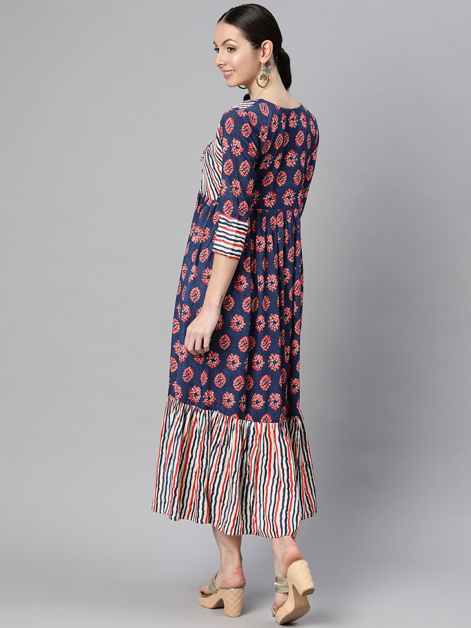 Indibelle Blue Floral Ethnic Dress