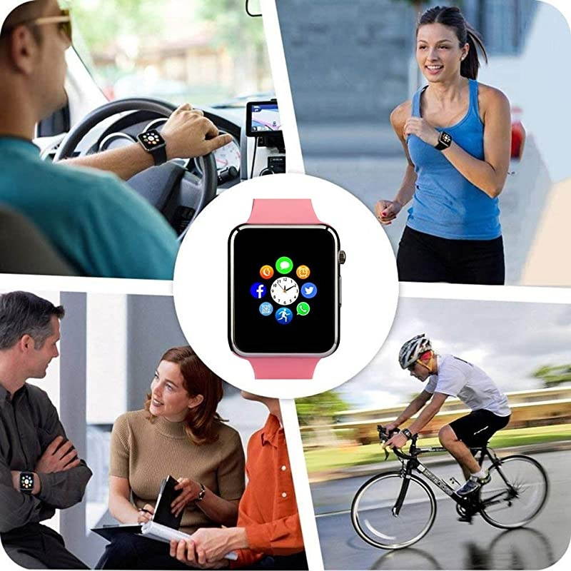 Watch Bluetooth Watch Phone with SD Card Pedometer Call Text Notification Music Player Camera Compatible for Android Samsung Huawei and iPhone Partial Functions for Women Ladies Girls