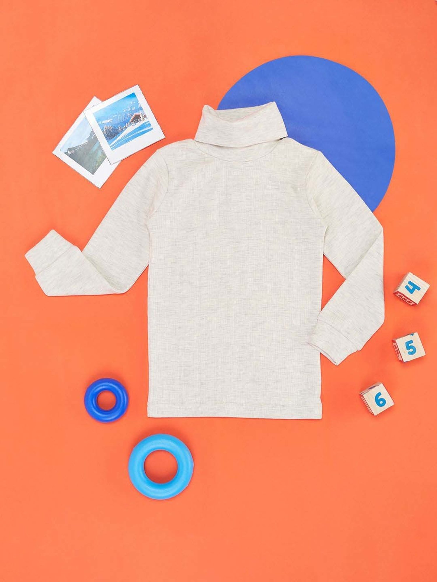 Dyca Kids Grey Melange Textured Thermal Top (Pack Of 2)