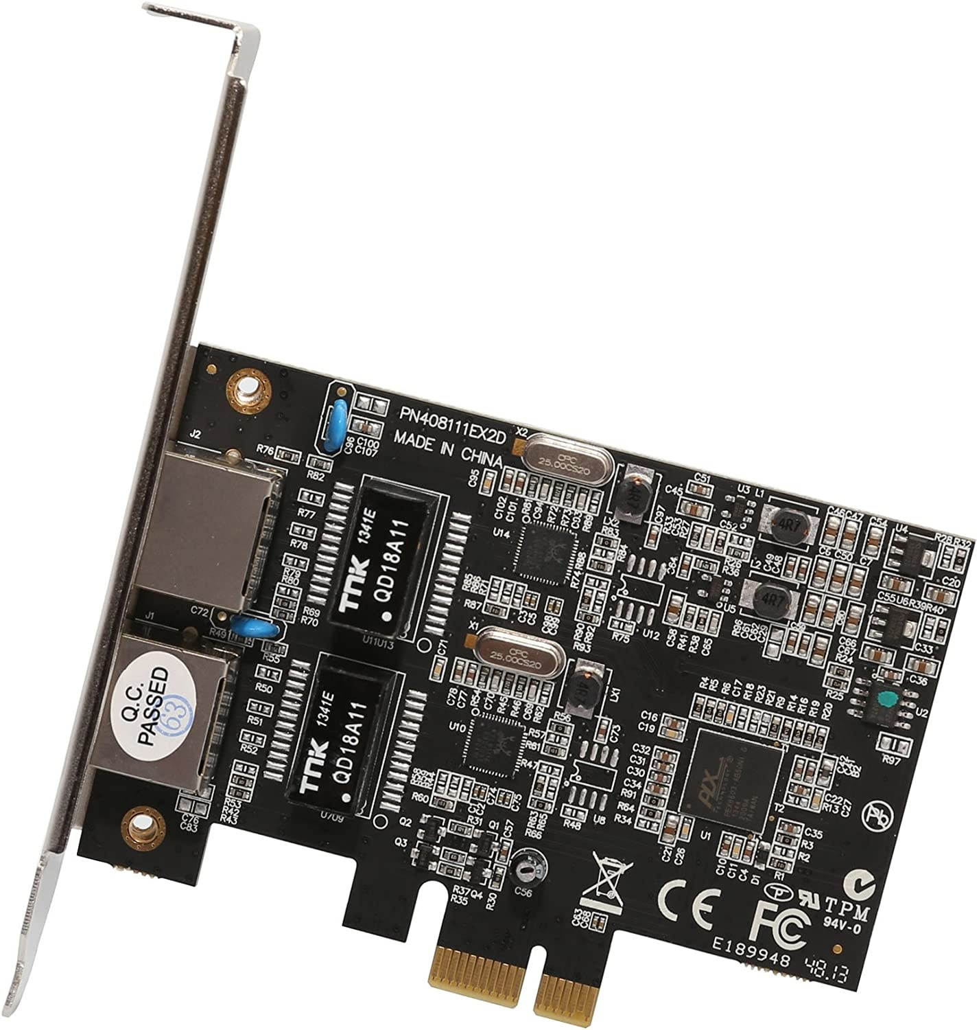 Syba 2 Port Gigabit Ethernet PCI-e x1 Network Interface Card 10/100/1000Mbps LAN Adapter Controller RTL8111E