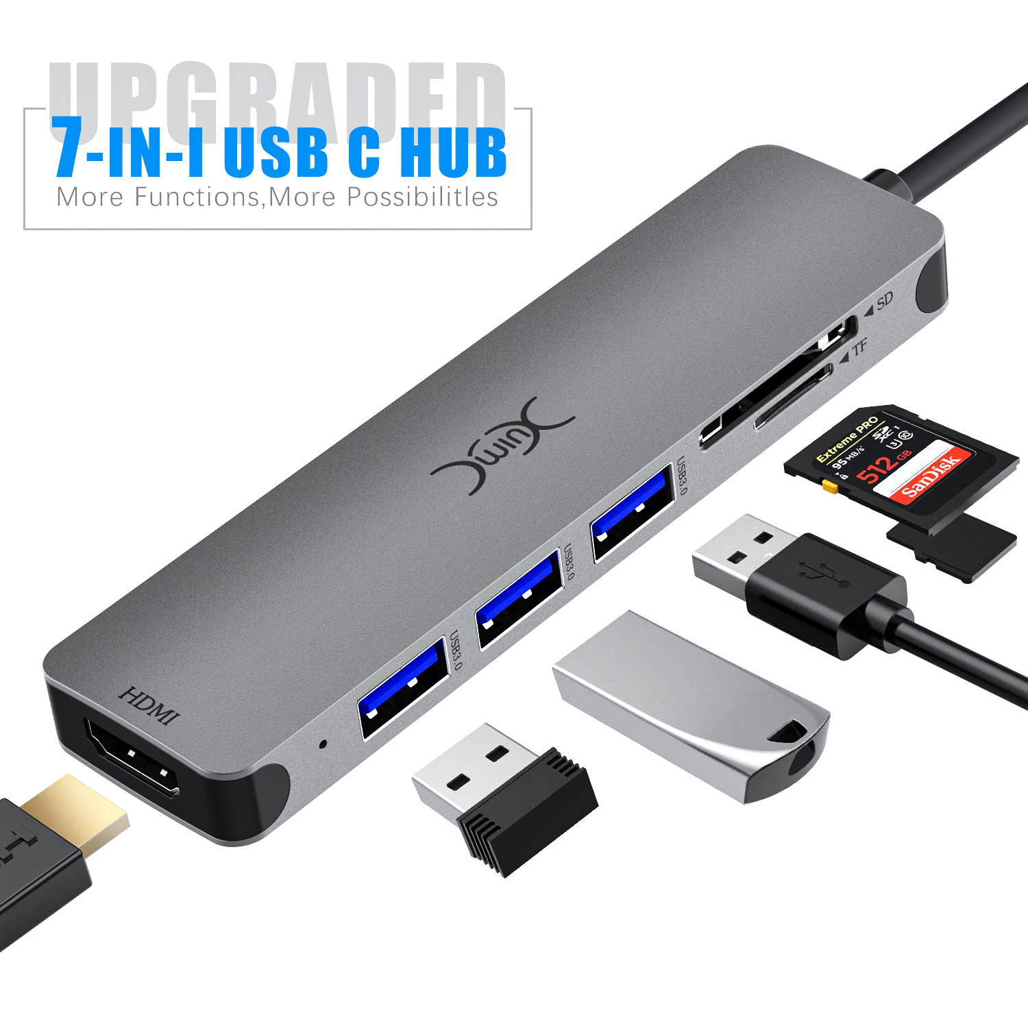 USB C To HDMI Hub - 4K@30HZ Dual HD Screen Extend & Mirror Mode - HDMI To USB C Adapter With Dual Display & USB 3.0 & 100W PD Compatible With MacBook Pro,Nintendo Switch And More Type C Device
