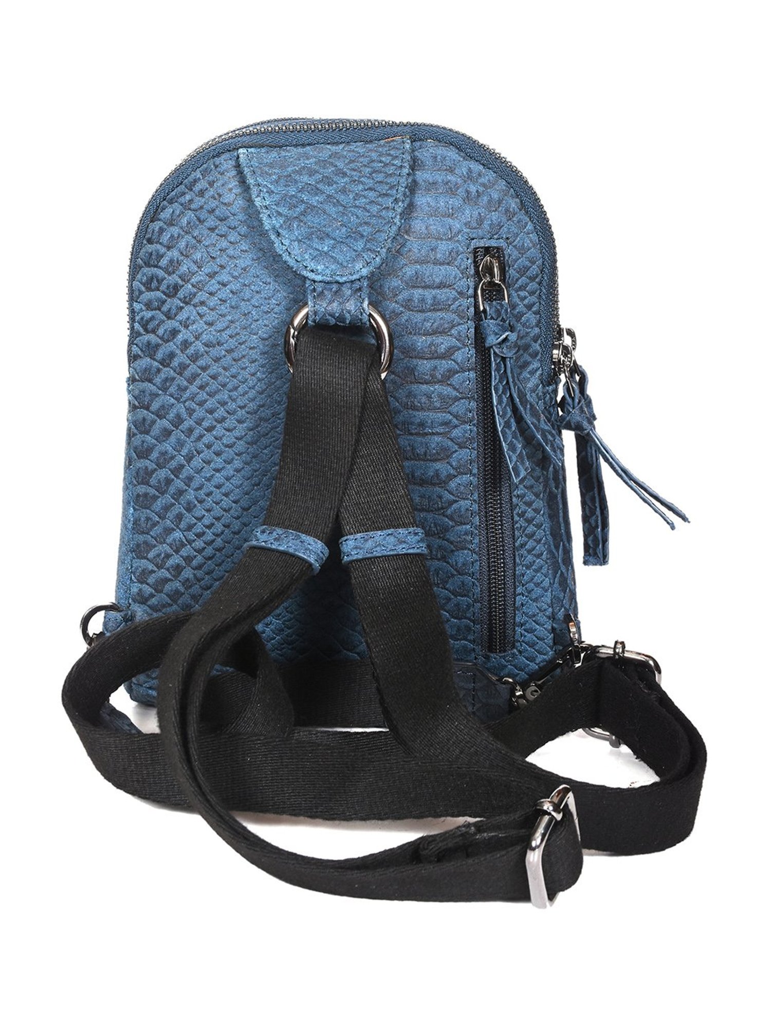 SASSORA Navy ROSA Animal Effect Small Leather Backpack