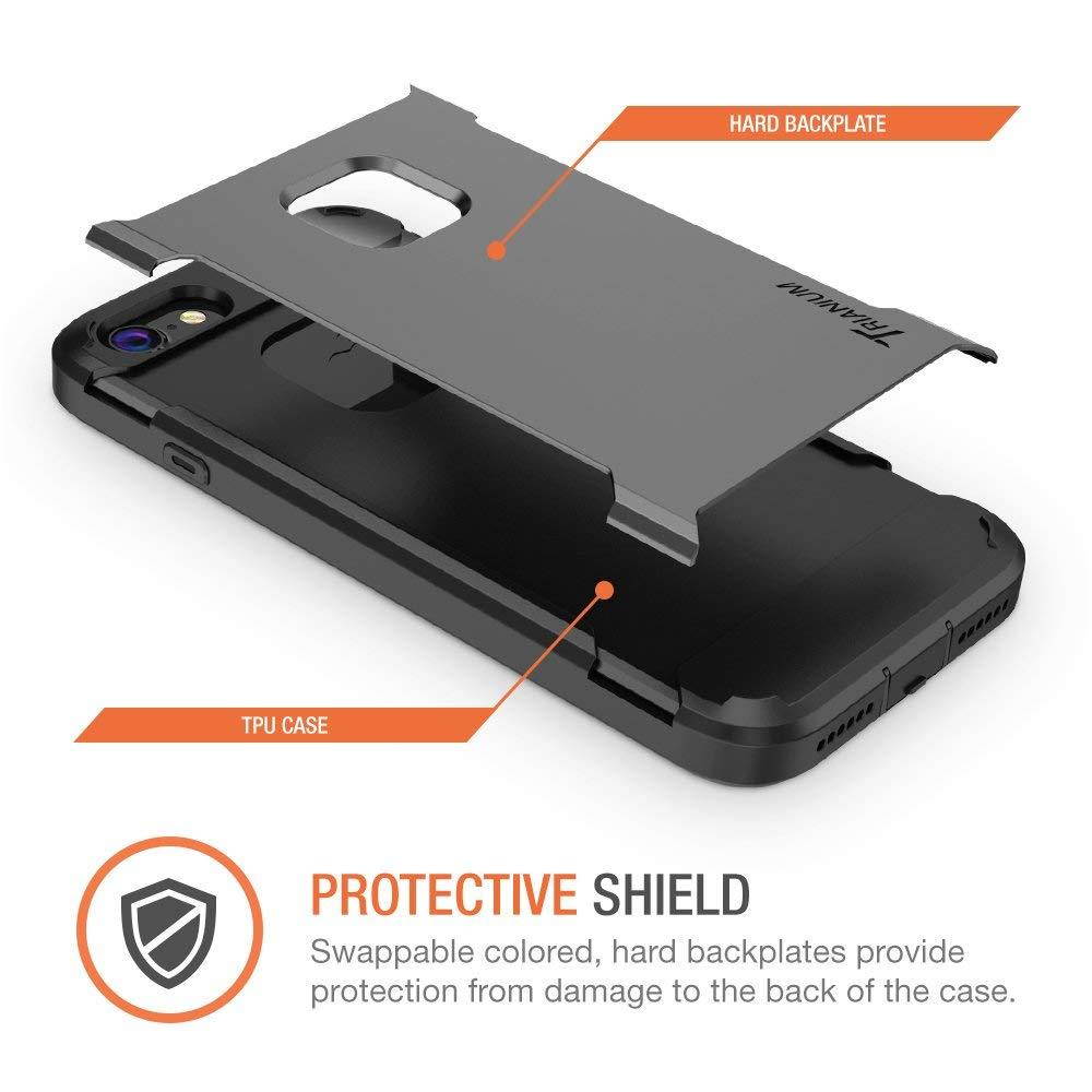 Trianium iPhone 8 Case [Duranium Series] with Holster Case Heavy Duty Protective Cover and Built-in Screen Protector for Apple iPhone8 Phone (2017) Belt Clip Kickstand [Full Body Protection]- Gunmetal