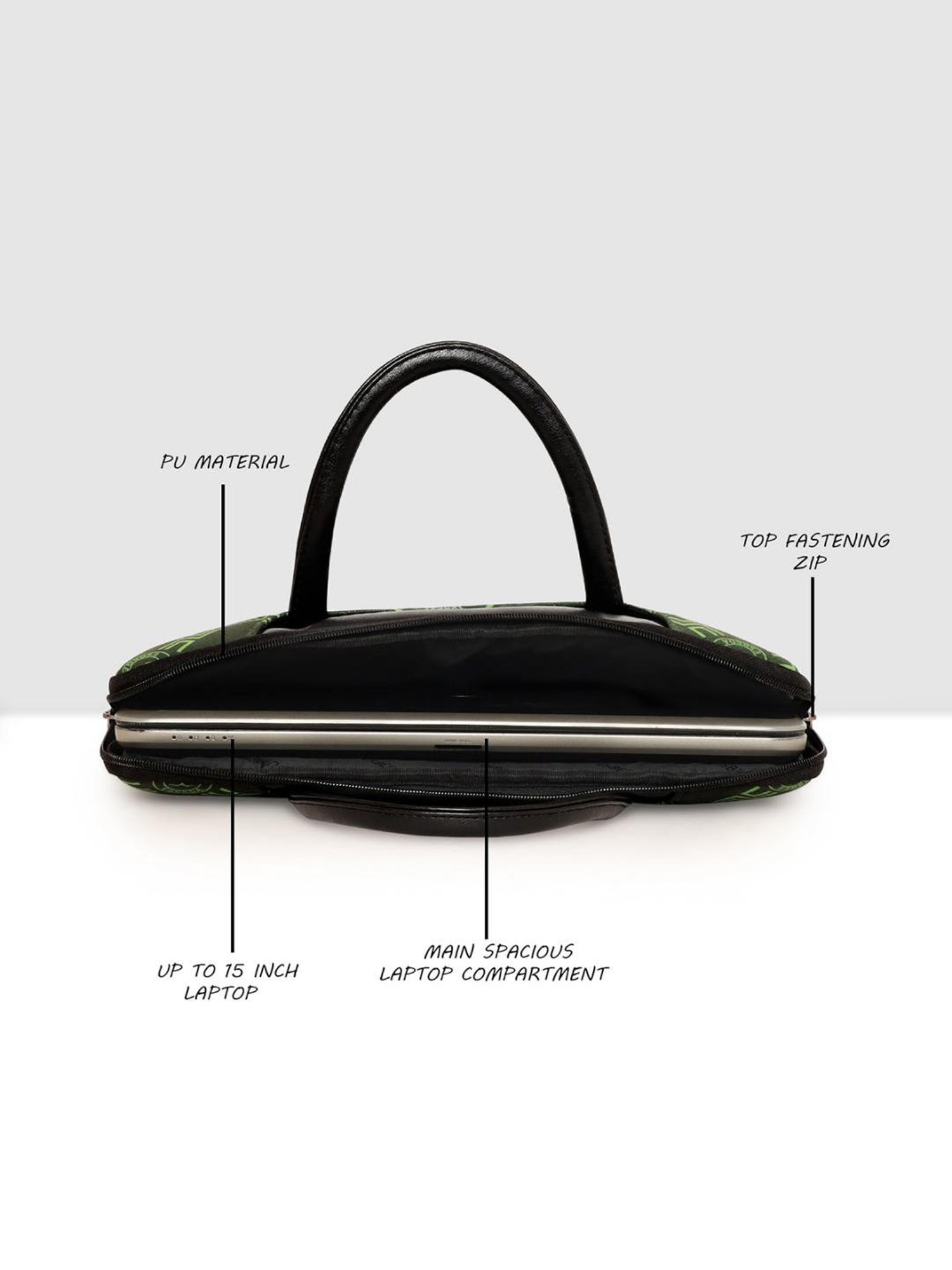 Esbeda Green Printed Medium Laptop Bag - 15 inches