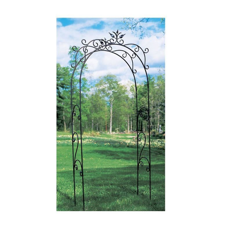 113" Tall Iron Handcrafted Tuileries Garden Arbor Graphite Powder Coated Finish - Achla Designs