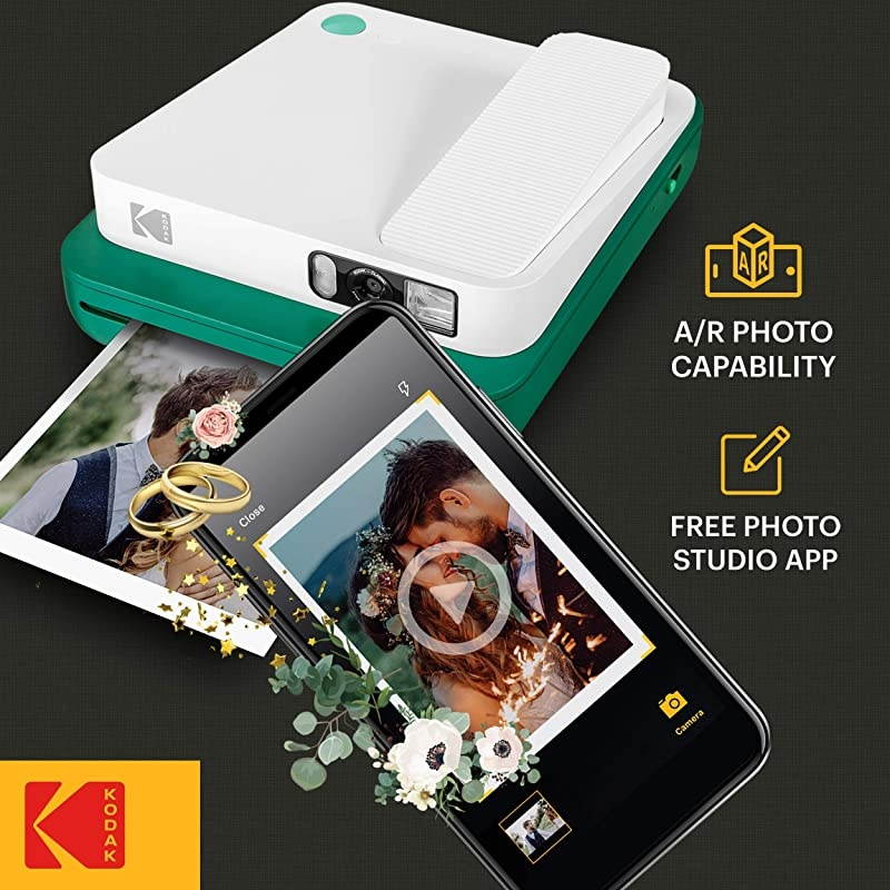 KODAK Smile Classic Digital Instant Camera with Bluetooth Green 16MP Pictures 35 Prints Per Charge Includes Starter Pack 35 x 425  Photo Paper Sticker Frames Edition