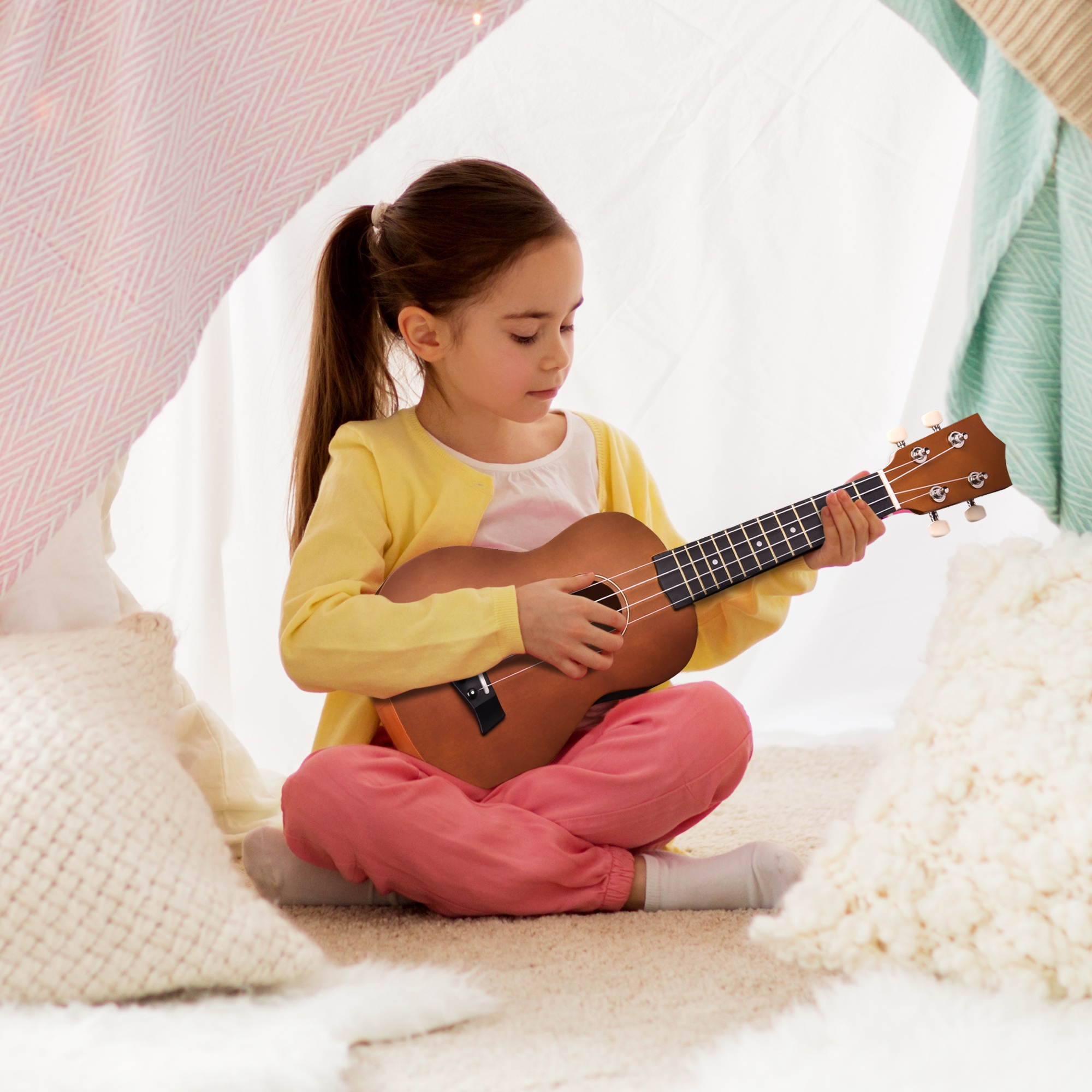 Yescom 21" Soprano Ukulele Hawaii Instrument 12 Frets for Beginners Gig Bag Show Party