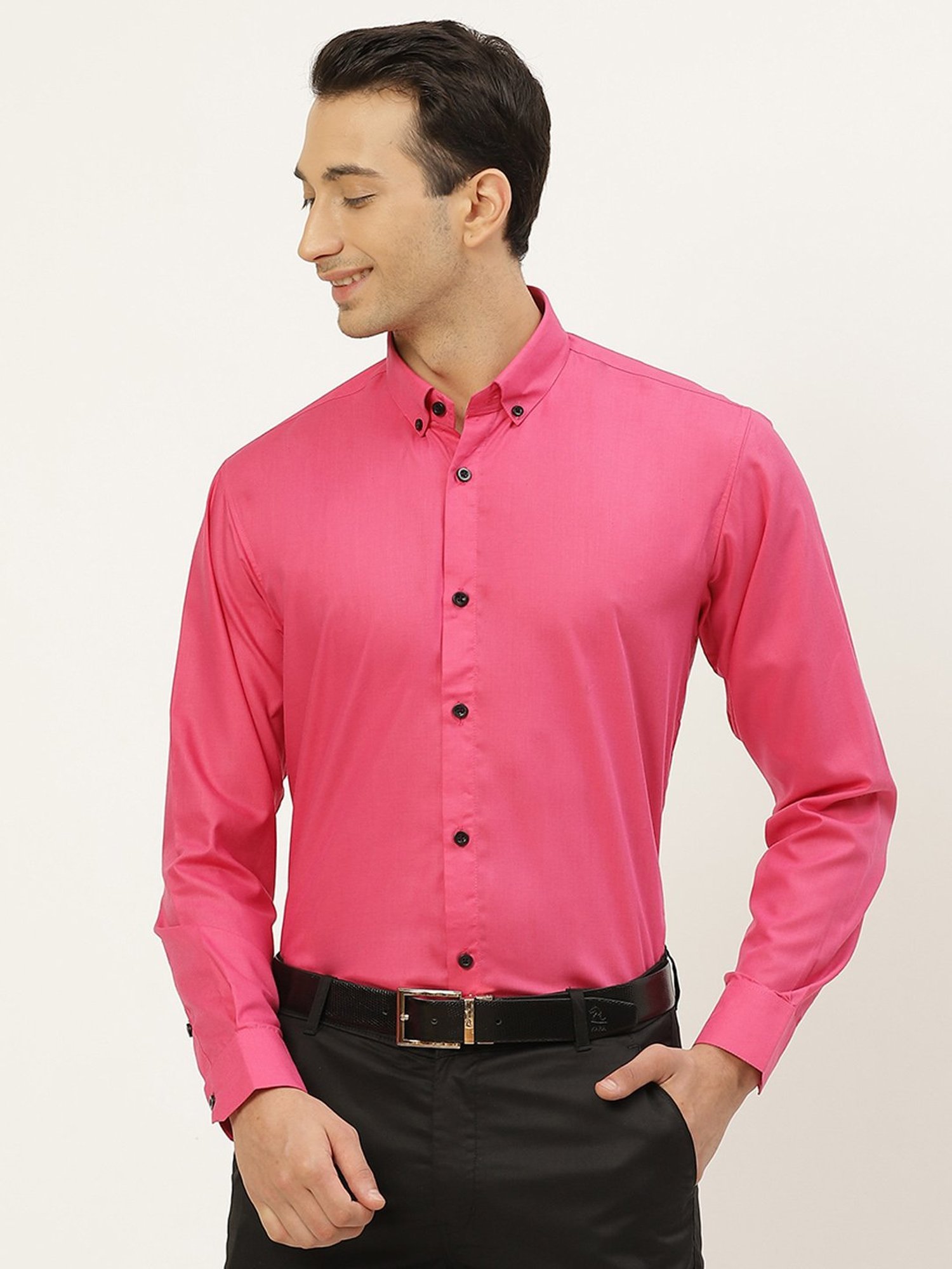 Sojanya Pink Cotton Regular Fit Shirt