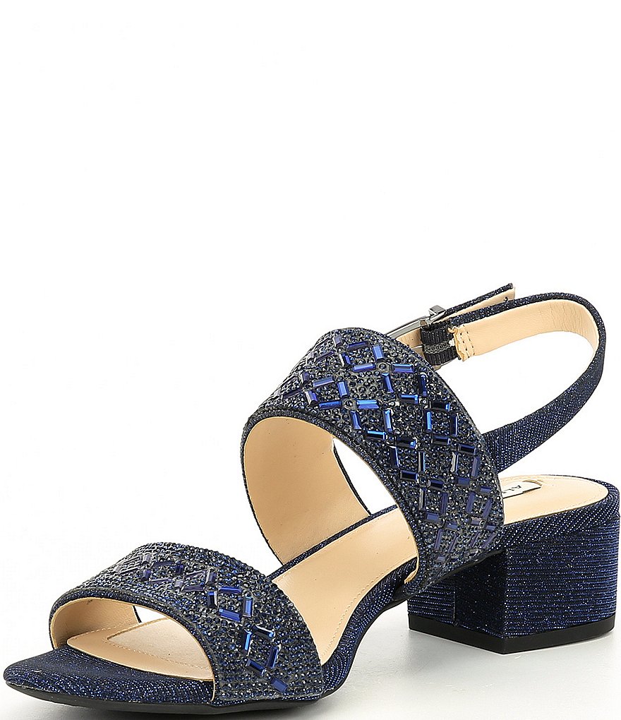Alex Marie CalinaTwo Rhinestone Block Heel Sandals