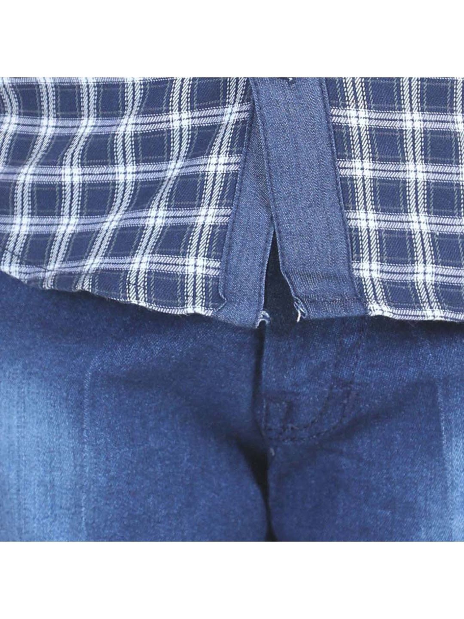 AJ Dezines Kids Blue & White Chequered Shirt Set