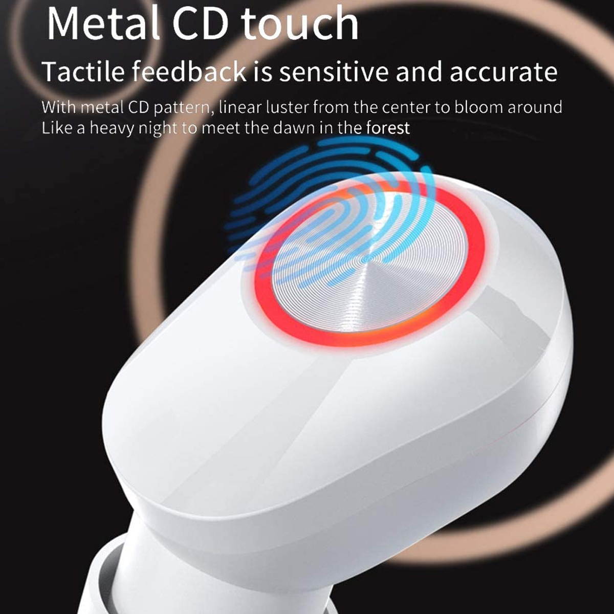 LED Wireless Earbuds, TWS Bluetooth 5.1 Headphones Stereo Sound Earphones 46H Playtime Charging Case Gaming Headsets Sweat Proof Dual Headset with Built-in Noise Cancelling Mic for Sports, White, BE56