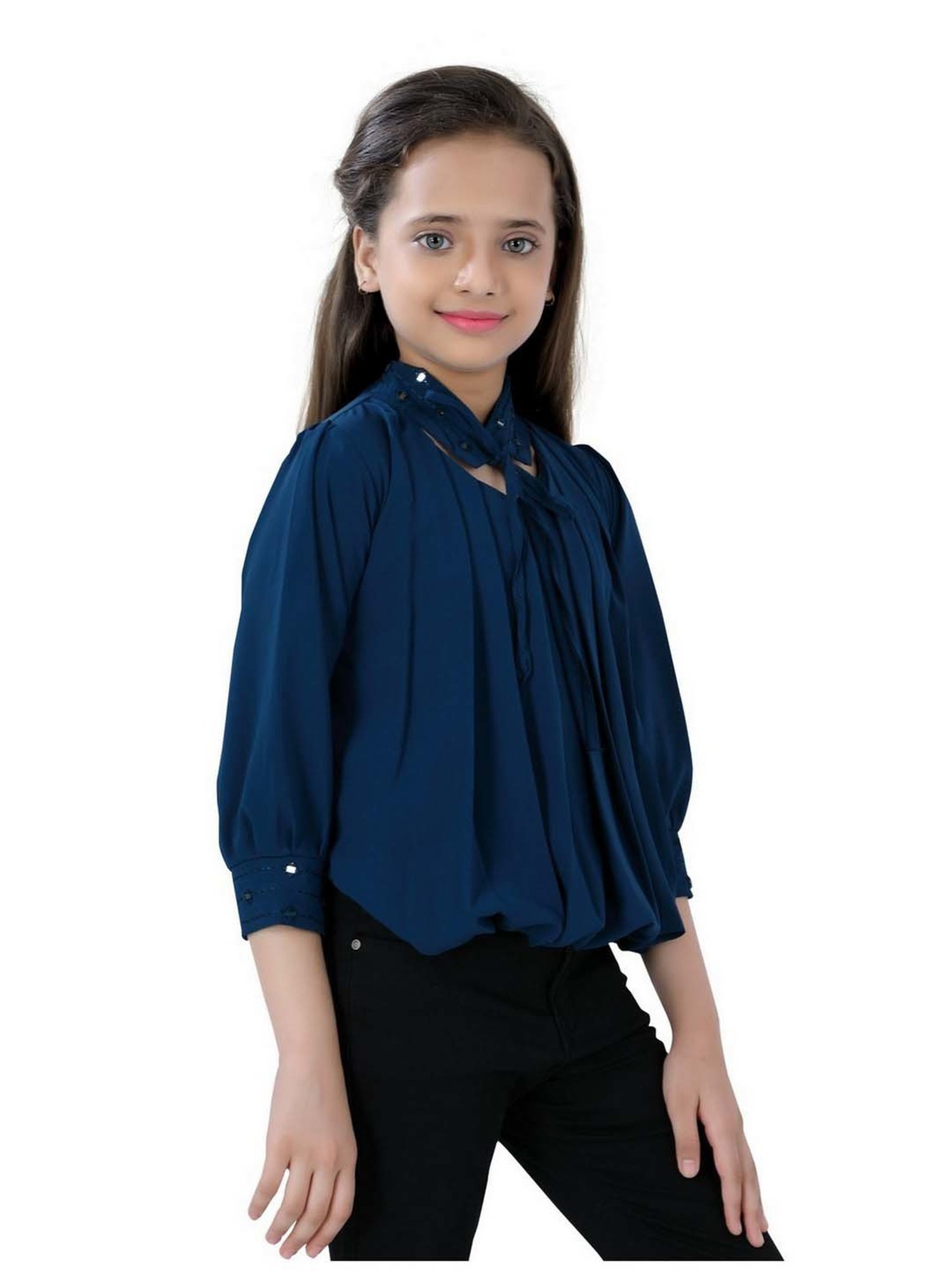 poplins Kids Blue Cotton Regular Fit Top