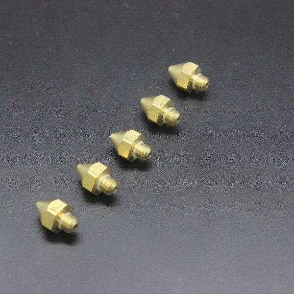 Hot Sale 5pcs/lot 3D Printer Nozzle Mixed Sizes 0.2mm 0.3mm 0.4mm 0.5mm Extruder Print Head For 1.75mm Filament MK7 MK8 Makerbot
