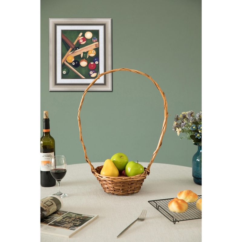 Vintiquewise Willow Brown Round Shaped Basket with High Handle