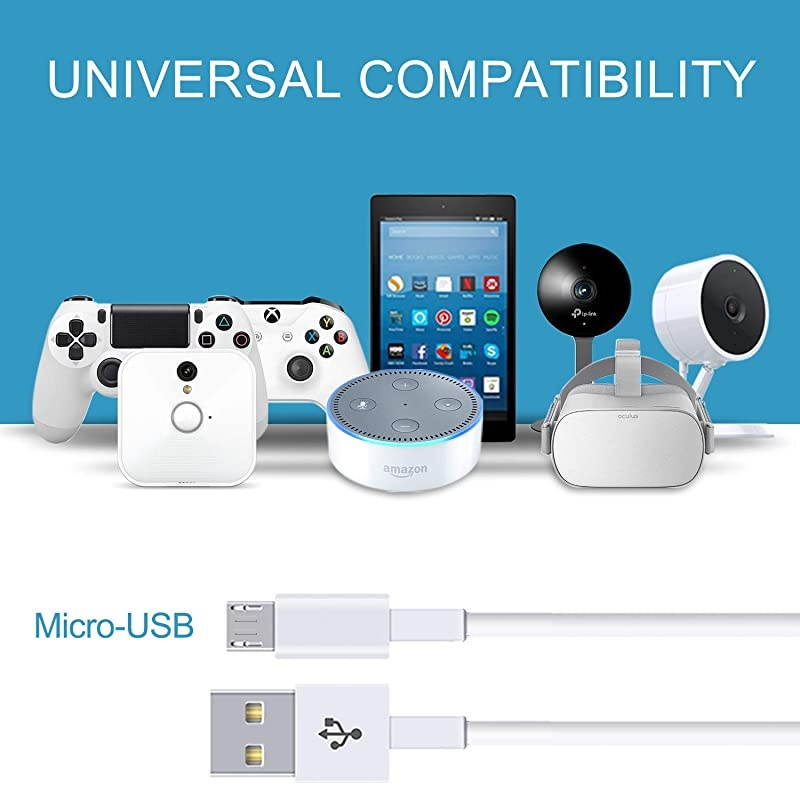Power Extension Cable Compatible with WyzeCamWyzeCam PanYi CameraNestCam IndoorNetvueKasaCam IndoorFurbo DogZmodo Wireless CamDrop camUSB to Micro USB Charging Cord for Security Cam