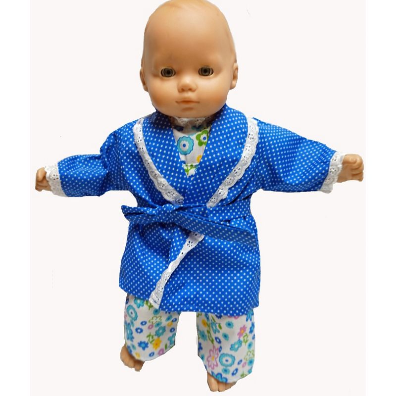 Doll Clothes Superstore Blue Bathrobe With Flower Pajamas Fits 15-16 Inch Baby Dolls