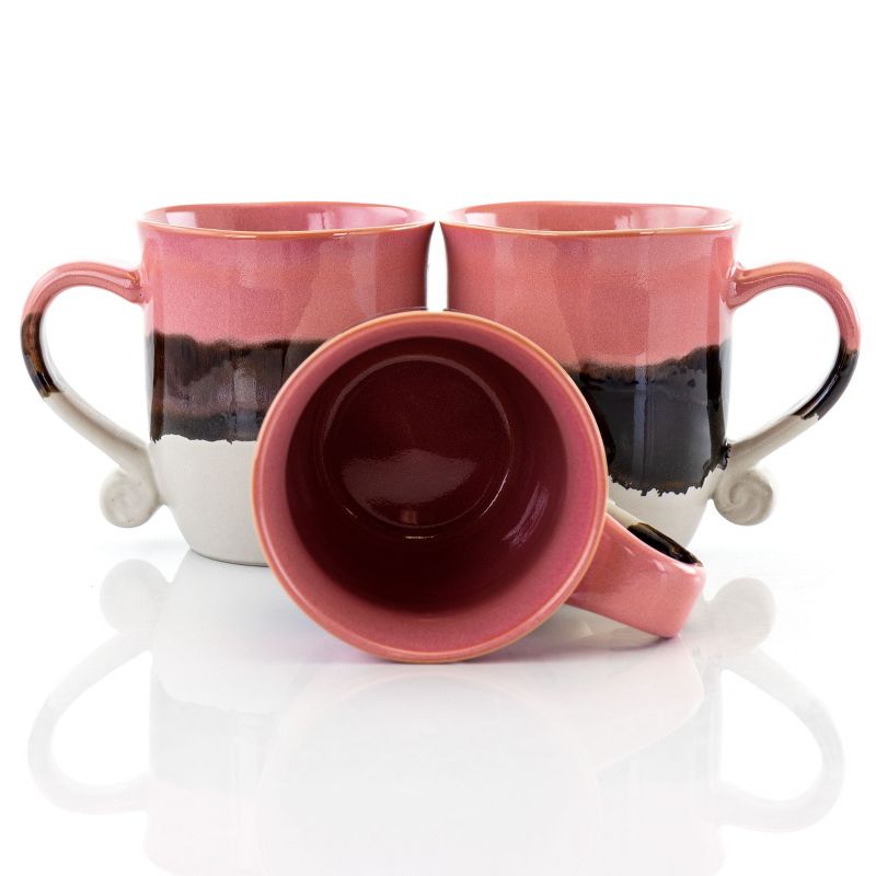 Meritage Twist 4 Piece 17 Ounce Round Stoneware Cup Set in Red