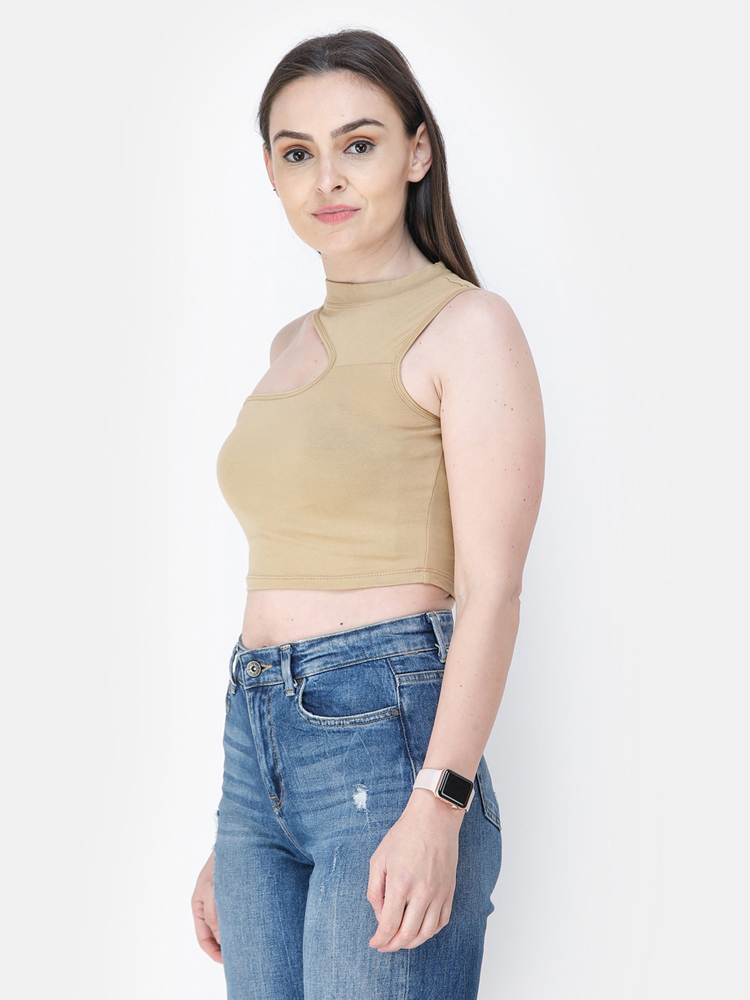Cation Beige Crop Top
