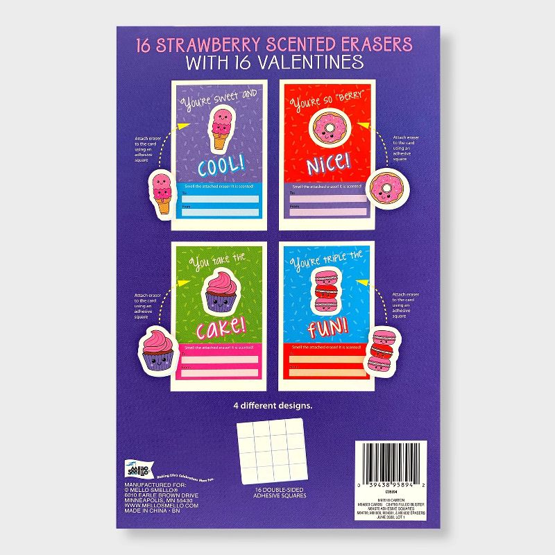 Mello Smello 16ct Strawberry Scented Erasers with Valentines