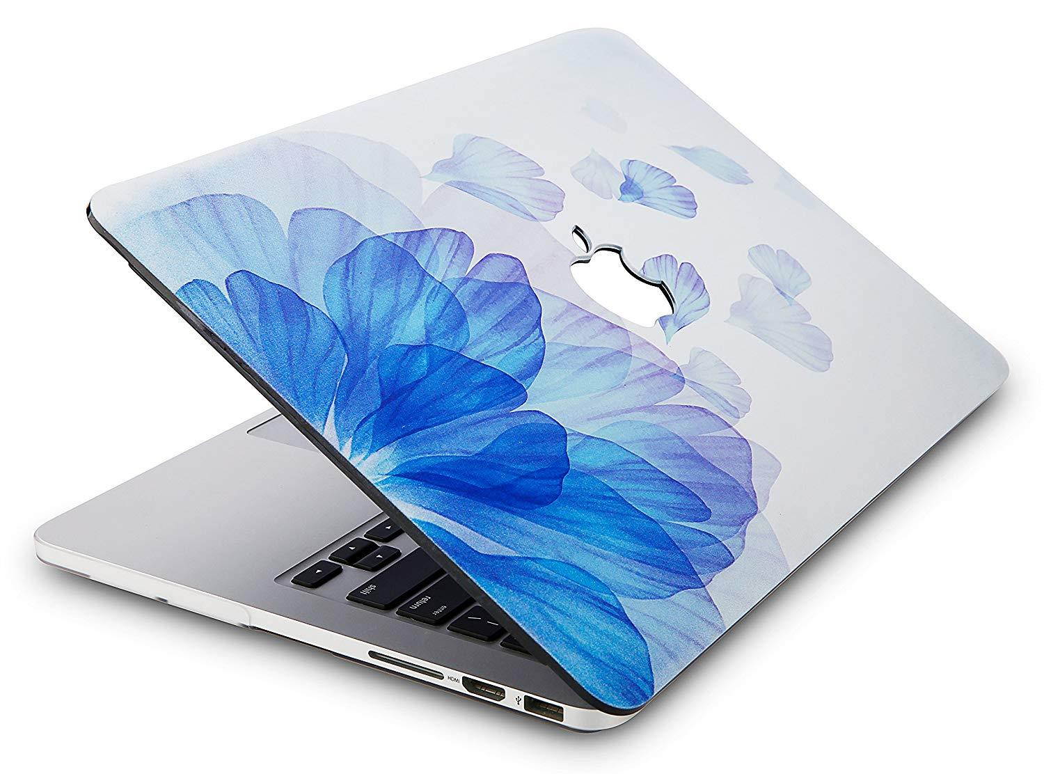 KEC Laptop Case for MacBook Pro 13" (2018/2017/2016) w/ Keyboard Cover Plastic Hard Shell A1989/A1706/A1708 Touch Bar (Blue Flower)