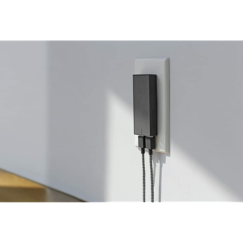 Smart Charger - Slim 2-Port Foldable USB-A Universal Wall Charger with Smart IC Technology - Quick Charging Compatible with iPhone, iPad, Smartphones and Tablets (Taupe/Fabric)