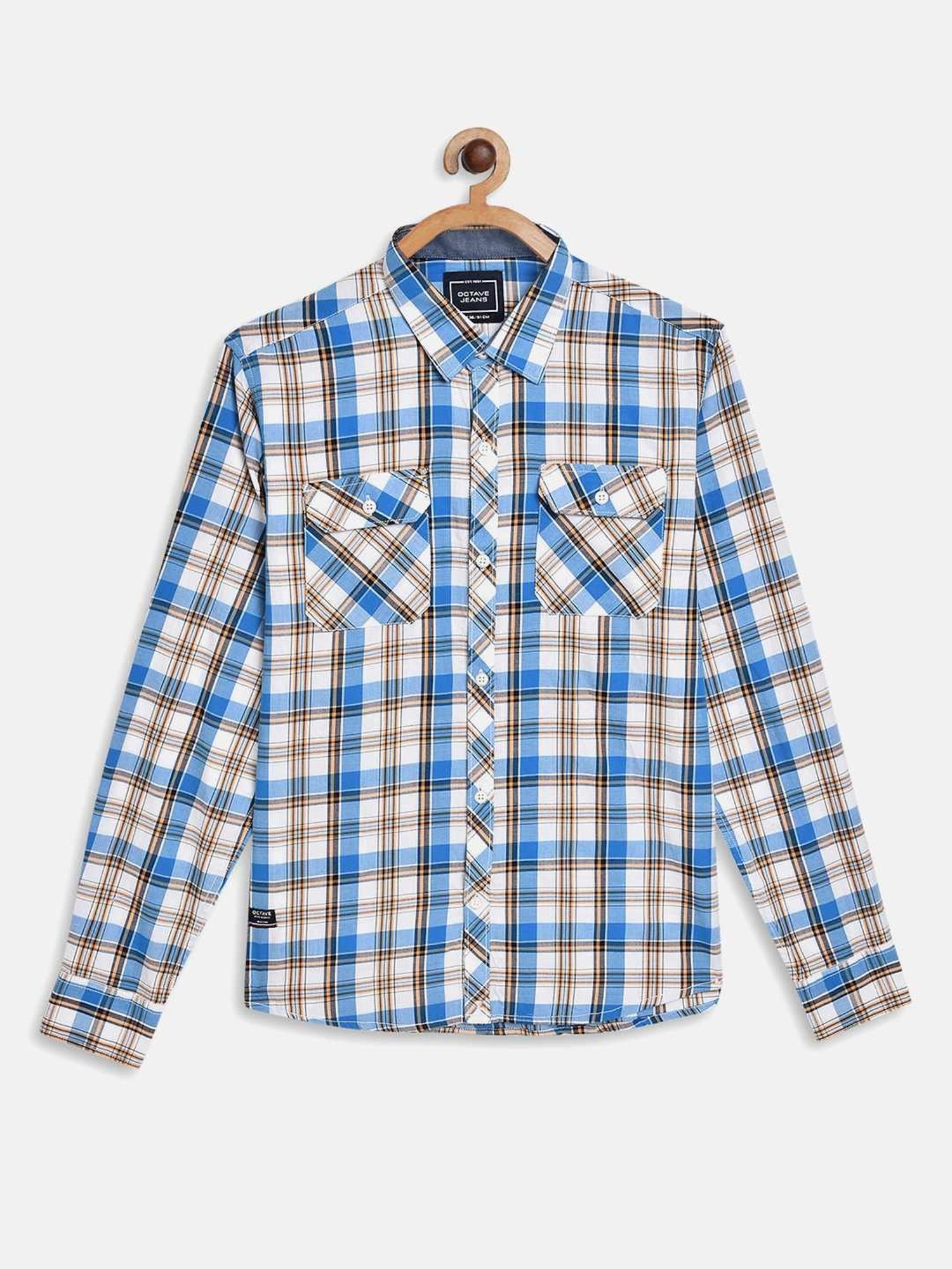 Octave Kids Blue & White Cotton Chequered Shirt