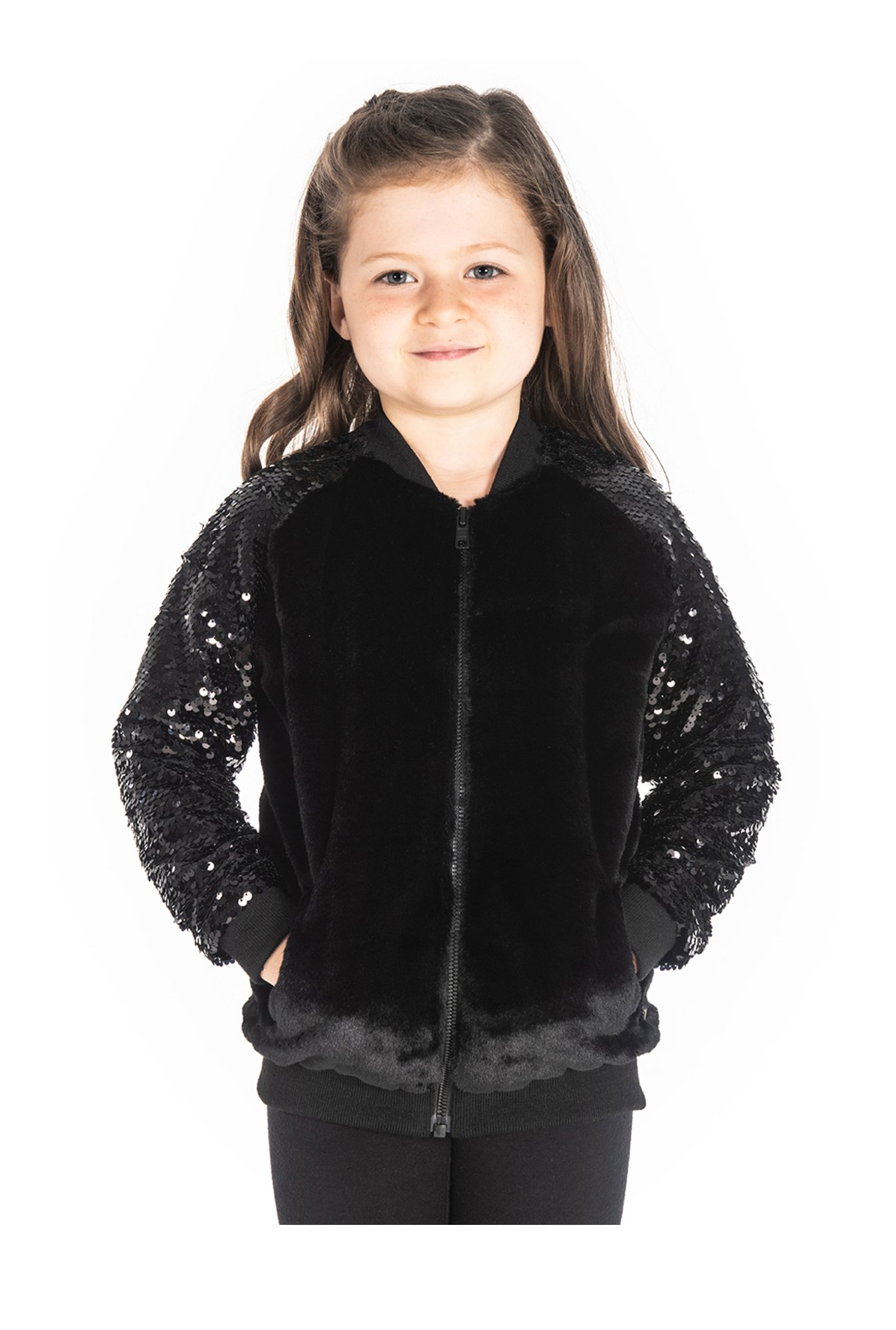 Elle Kids Black Self Pattern Jacket