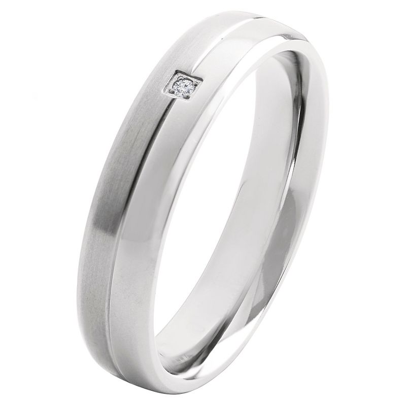 Men's Crucible 0.02 CT. T.W. Round-Cut Diamond Stud Bezel Set Ring in Titanium (H-I-SI2)