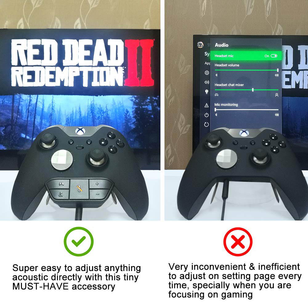 LUOM Stereo Headset Adapter, Headphone Converter for Xbox One Game Controller, Stereo Headset Audio Mic Stereo Adapter For Xbox One Controller(Black)