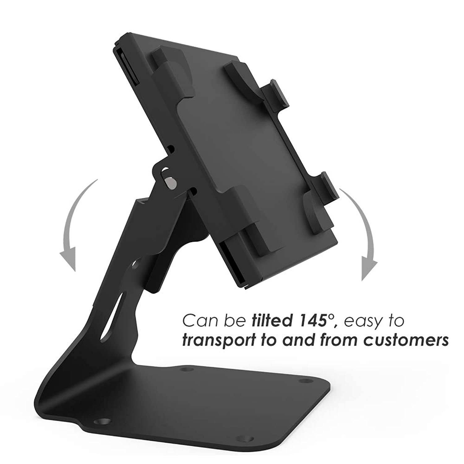 Swivel iPad Holder Stand for 10.2 iPad 7th, iPad 5th/ 6th, iPad Mini, iPad Air, iPad Pro 9.7/12.9/10.5, Tablets (6.69-10 inch), Key Lock, Black, BSC401B - Beelta