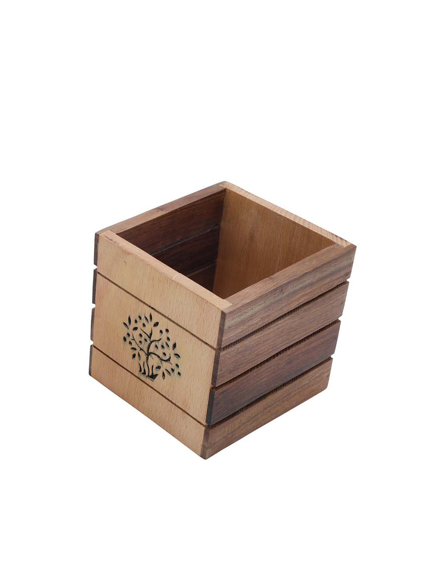 VarEesha Light Brown Sheesham Wood Penstand - Set of 1