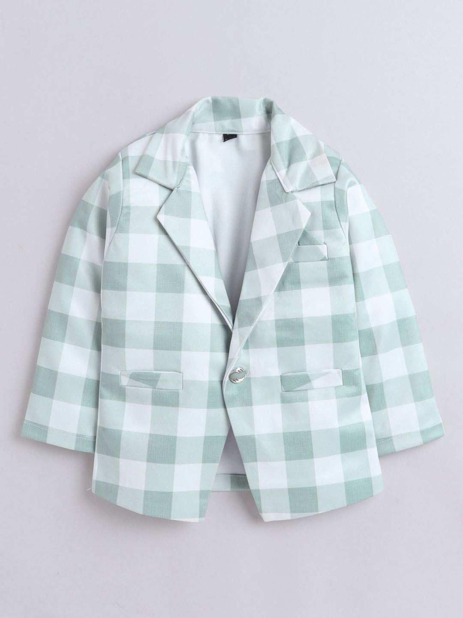 Fourfolds Boys Green Checks Full Sleeves Clothing Set
