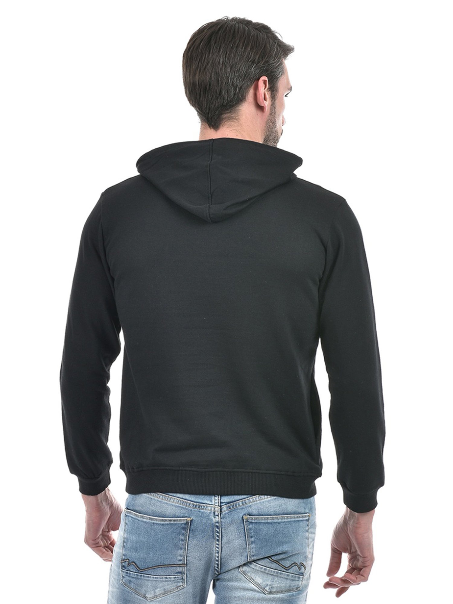 Lawman Black Cotton Regular Fit Printed Hooded Sweatshirts