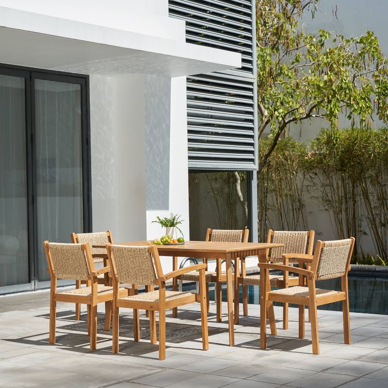 Chesapeake 7pc Outdoor Natural Wood Dining Set - Vifah