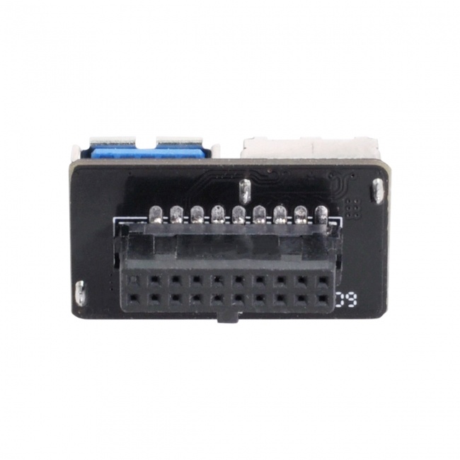 CY Dual USB 3.0 A Type Female to Motherboard 20/19 Pin Box Header Slot Adapter PCBA Flat Type